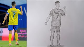 Realistic Full Body Drawing of Cristiano Ronaldo Celebration Pose [upl. by Beitz]