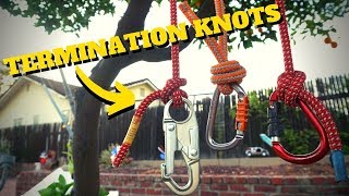 HOW TO TIE TERMINATION KNOTS Intro to Tree Climbing W Bino H amp Noah Pt8 [upl. by Pelagi167]