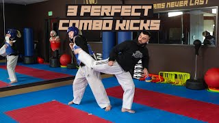 3 Perfect Combo Kicks  Taekwondo Sparring Tips [upl. by Haldeman515]