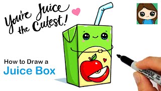 How to Draw a Juice Box 🍎 Cute Pun Art 12 [upl. by Yelena]