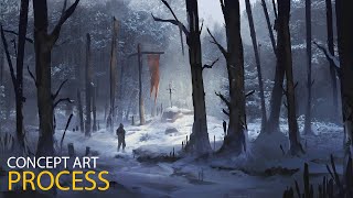 Winter Forest Environment Concept Art Process [upl. by Anelahs]