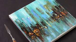 Abstract Cityscape Painting  Acrylic painting on Canvas Step by Step  Day 306 [upl. by Volkan]