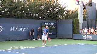 Brian Battistone uses a TwoHandled Racket 2012 US Open [upl. by Anelad88]