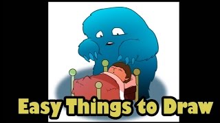 Painting a Monster under the Bed  Illustration  Easy Things to Draw [upl. by Dzoba]