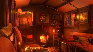 Rustic Caravan Ambience  Rain Sounds amp Distant Thunderstorm with Crackling Fireplace  Part I [upl. by Barnaby]