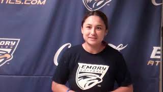 Cassie Baca Talks Emory Softball [upl. by Lerret]