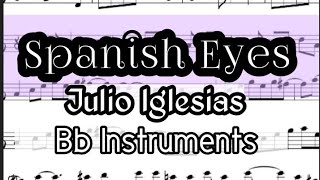 Spanish Eyes Tenor Soprano Clarinet Trumpet Sheet Music Backing Track Play Along Partitura [upl. by Ardiekal]