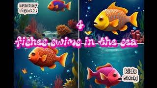 4 little fishes swims in the sea song nursery rhymes kids song fish song Cocotune1 CoComelon [upl. by Nylarad]