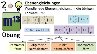 Ebenengleichungen ineinander umwandeln Parameterform Nomalenform Koordinatenform [upl. by Archangel211]