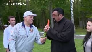 Steven Seagal given carrots amp watermelon in Belarus [upl. by Anilem]