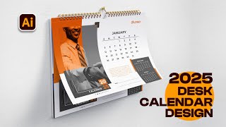 2025 Desk Calendar Design  Professional Calendar  Illustrator Toutorial  Techup Solutions [upl. by Dauf]