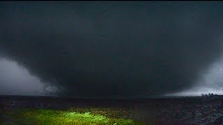 TORNADO AT NIGHT  Extremely Close to Kansas Wedge [upl. by Elocan]