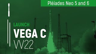 Flight VV22 – Zoom in  Pleiades Neo 5 amp 6  Vega C launch  Arianespace [upl. by Aihtennek152]