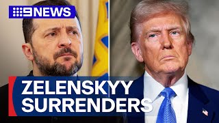 Zelenskyy backs down on US mineral deal negotiation  9 News Australia [upl. by Lenette438]