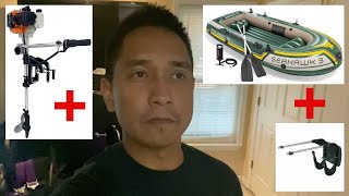 Intex Seahawk 3 Inflatable Boat amp Outboard Motor Mount  Unboxing Assembly SetUp Review [upl. by Tadich768]