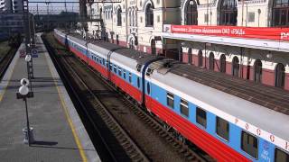 TransSiberian railways Train NO1RUSSIA at Vladivostok Station 12Oct2013 [upl. by Healion]