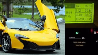 2015 McLaren 650S Spider Launch Control Demonstration 060 MPH in 28 Seconds to 155 MPH [upl. by Nnawtna443]