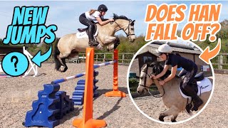 NEW spooky JUMPS amp MY FRIEND RIDES MY PONY  Showjumping barn vlog with Bear [upl. by Eillom901]