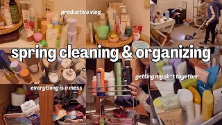 BEAUTY RESET DAY 🧹🧺🧽 organizing my skincare mess spring cleaning amp getting my life together [upl. by Thurmond]