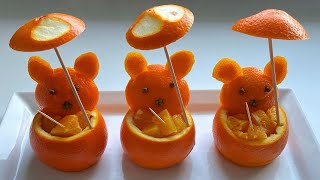 How To Make Orange Bear  Fruit Cutting and Carving Trick  Fruit Decoration Ideas  Fruit Art [upl. by Bowman]