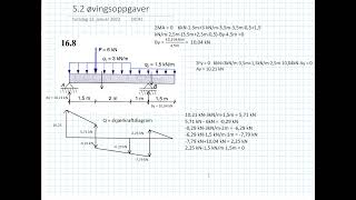 Øvingsoppgaver fra lærebok  skjærkraft og momentdiagram [upl. by Lotta]