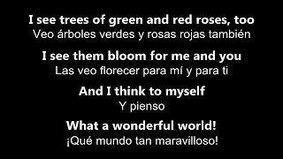 ♥ What A Wonderful World ♥ ¡Qué Mundo Tan Maravillosoby Louis ArmstrongLetra en inglés y español [upl. by Hinman]