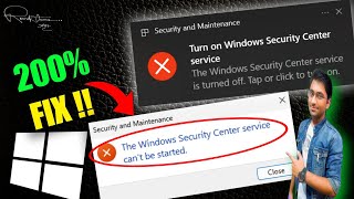 Fix quot The Windows Security Center Service Cant Be Started quot on Windows 1110  100 Working [upl. by Edith692]