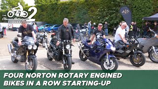 Four Norton rotary engined bikes in a row  startup amp engine sound [upl. by Itsim678]