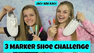 3 Marker Shoe Challenge  DIY Fun Shoes  Jacy and Kacy [upl. by Ynottirb946]