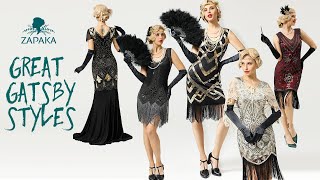 ZAPAKA Great Gatsby Style 1920s Vintage Dresses Collection [upl. by Ayocal]