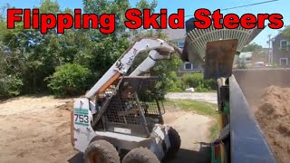 ANOTHER ONE Bobcat 753 Skid Steer  Beginning SodIrrigation Install  Overloaded Dump Trailer [upl. by Jilly431]