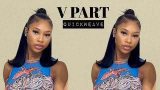 HOW TO V Part Half Up Half Down Quick Weave No Leave Out [upl. by Newg908]