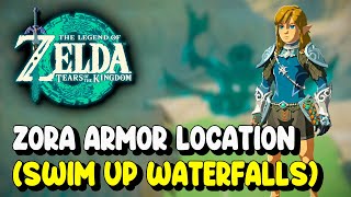 Zelda Tears of the Kingdom How to get ZORA ARMOR Swim Up Waterfalls  Ancient Arowana Location [upl. by Og430]