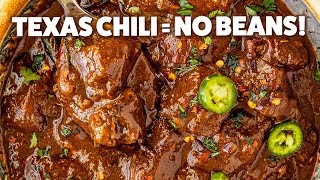 TexasStyle Chili Recipe  All Meat No Beans [upl. by Witha409]