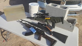 FMJ 556 vs 762x39 vs 308 PENETRATION TEST VS PAPER PLATES amp CINDER BLOCKS amp BALLISTICS GEL [upl. by Andel]