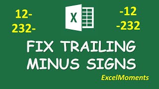 Fix Trailing Minus Signs  Microsoft Excel [upl. by Tamah]