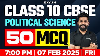 Class 10 CBSE Political Science  50 MCQ  Xylem Class 10 CBSE [upl. by Soilisav]