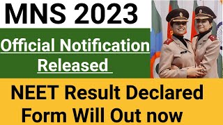 MNS Bsc Nursing 2023 Official Notification DeclaredMNS Notification OutMNS Application form 2023 [upl. by Anirtruc]