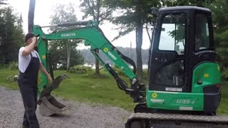 445 Kubota U35 4 Mini Excavator Overview Beginner  First time Clearing Forest Trails Part 4 [upl. by Tiebold]