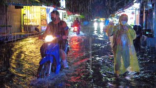 4K 🇹🇭 Walking in Super Heavy Rain and Thunderstorm in Bangkok Thailand 2023 [upl. by Harty]