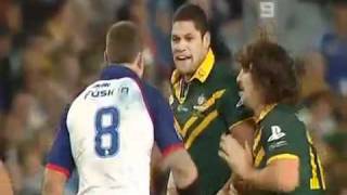 Australia vs England Willie Mason knocks Feildon out cold [upl. by Grew]