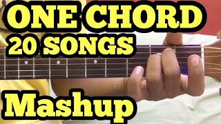 1 Chord 20 Guitar songs MASHUP Lesson  Bollywood Hindi Songs  One chord  1 Chord Songs On Guitar [upl. by Ahsropal]