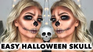 EASY WEARABLE GLAM HALLOWEEN SKULL MAKEUP TUTORIAL SCREEN FLASHES  AMY COOMBES [upl. by Gnep]