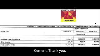 UltraTech Cement Results Today  UltraTech Cement Latest Results  UltraTech Cement Q2 Results [upl. by Adli]