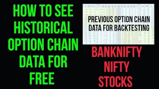 how to get historical option chain data banknifty nifty stocks for free optionchain optiontrading [upl. by Sissy]