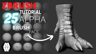 ZBRUSH Tutorial  25 Alpha Brush Pack Demonstration [upl. by Razid]