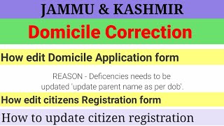 How to edit domicile Jampk  how to edit domicile Application form How to edit citizen registration [upl. by Kamin754]