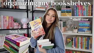 BOOKISH VLOG massive book haul organizing my shelves  bookshelf tour [upl. by Yliah543]