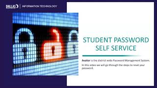 Dallas ISD Student Password SelfService Steps [upl. by Redan]