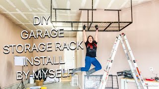 OVERHEAD STORAGE RACK DIY  FLEXIMOUNT RACK INSTALL AND REVIEW [upl. by Aicarg795]